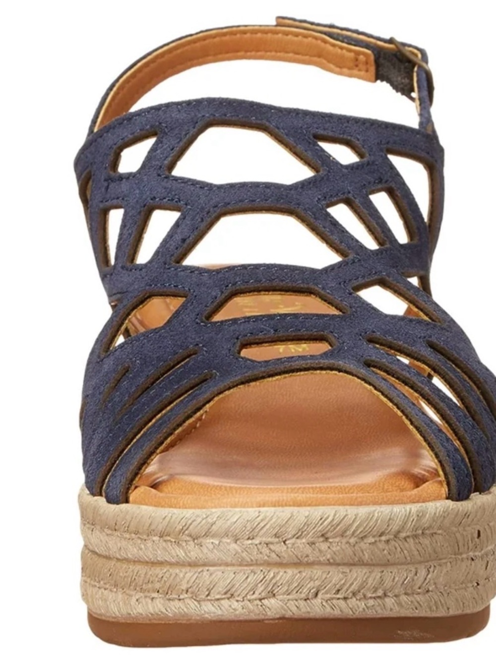 Bella Vita Navy Cutout Espadrille Wedge Sandal